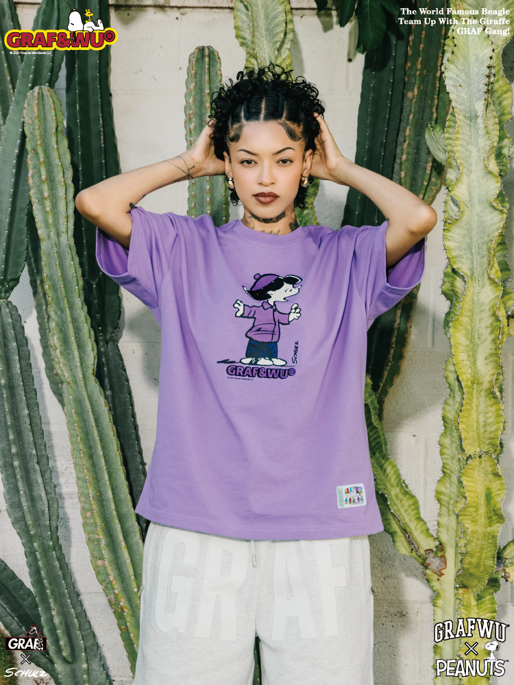 GRAF x PEANUTS Collab Charlie Brown Cartoon Print T-Shirt