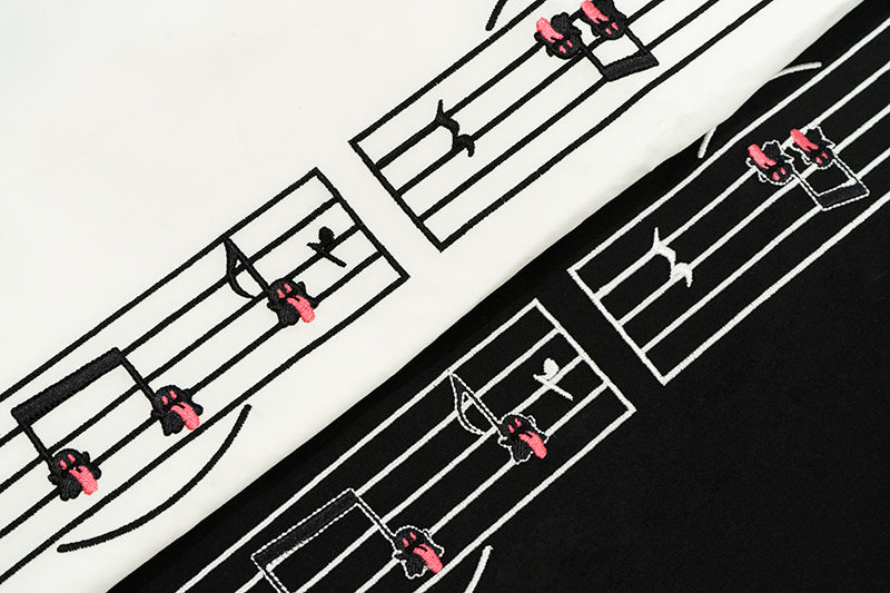 GRAF&WU Music Note Cute Ghost Cuban Shirt