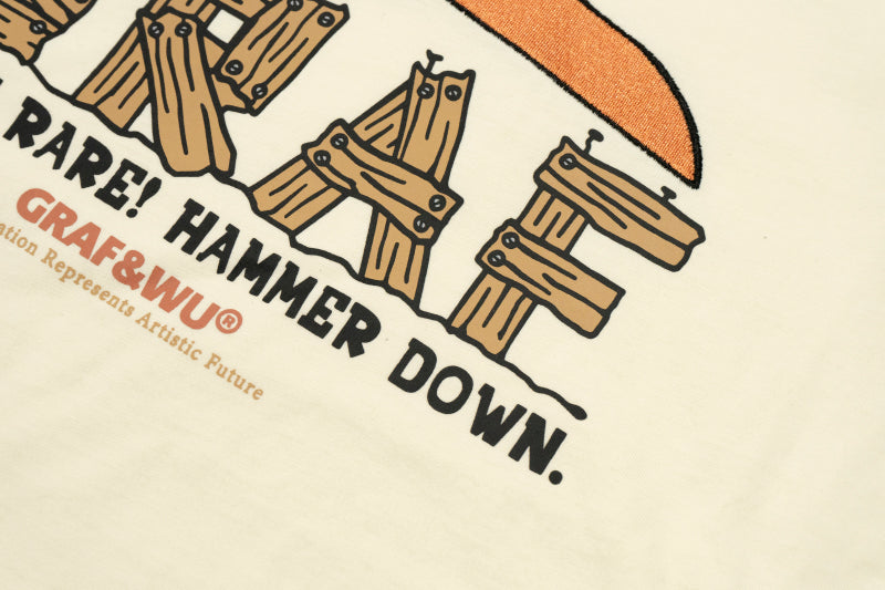 GRAF&WU T-Shirt Hammer Down Pattern Design T-Shirts Men Casual Summer Short Sleeve Cotton T-Shirts