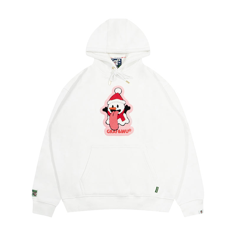 GRAF&WU Christmas Special Cute Ghost Mistletoe Holly Fleece Hoodie