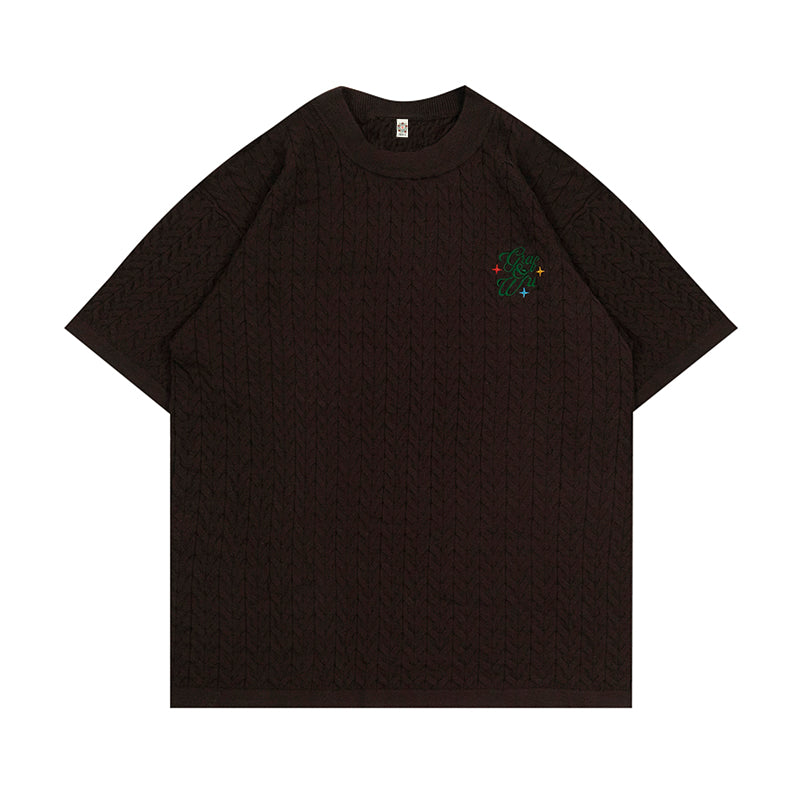 GRAF&WU Letter Embroidery Luxury Knit T-Shirt