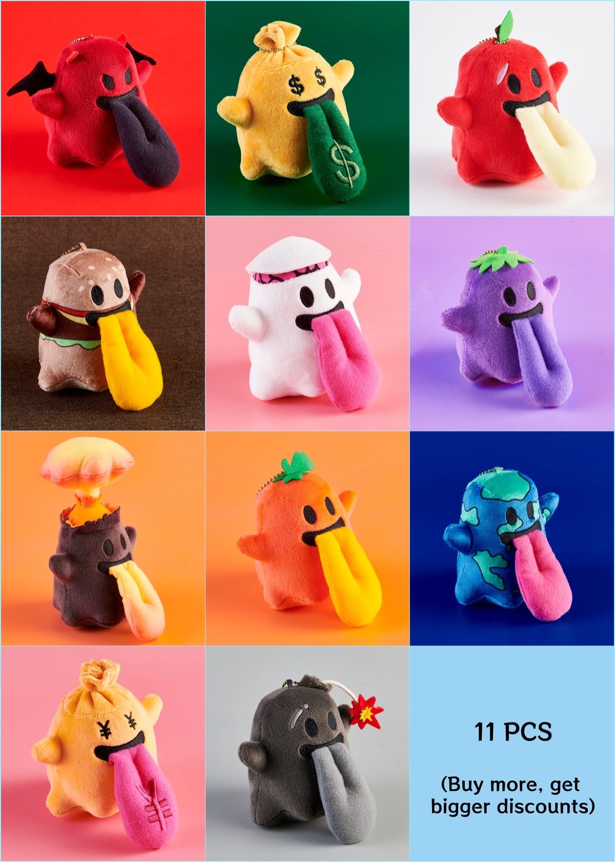 GRAF&WU BooGhost 2.0 Hamburger Volcano Angel Plush Bag Charm