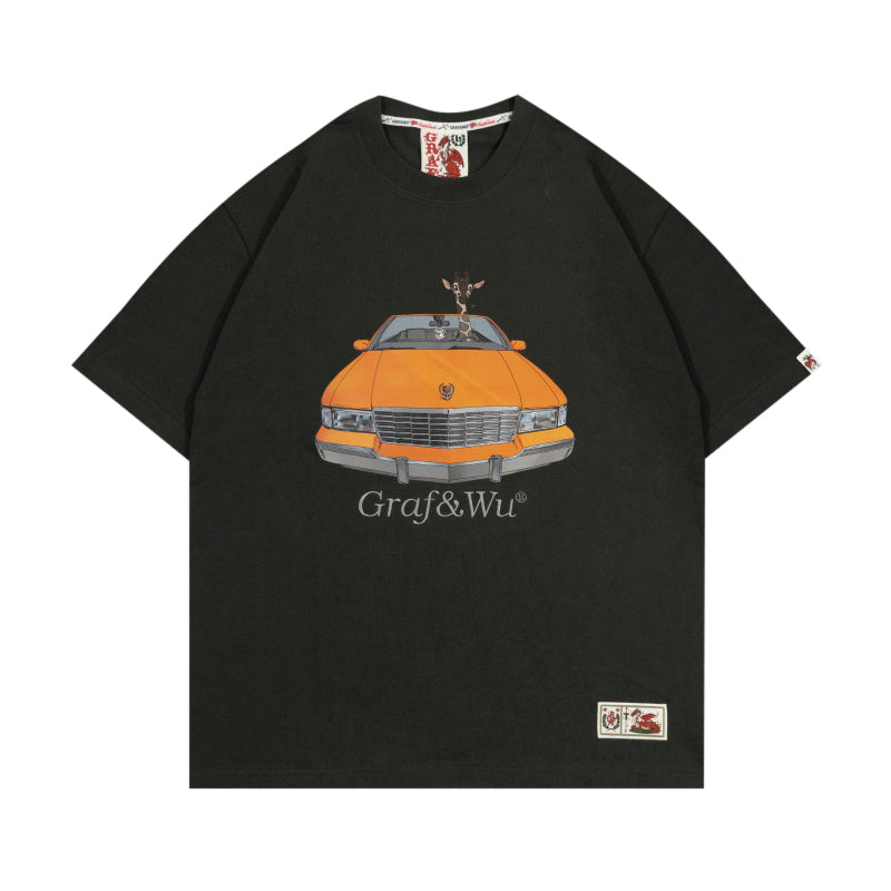 GRAF&WU Classic Convertible Vintage Car Giraffe Nostalgia T-shirts