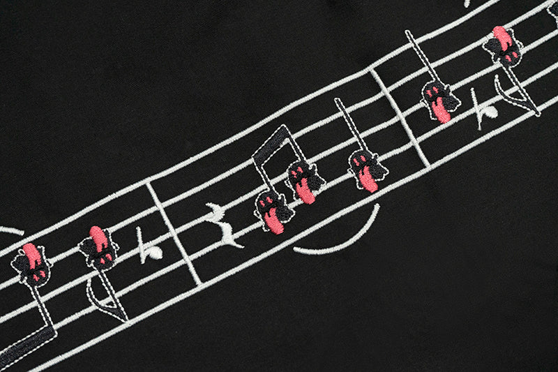 GRAF&WU Music Note Cute Ghost Embroidery Sports Shorts