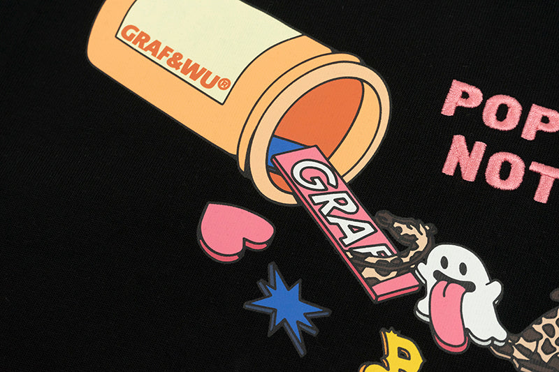 GRAFWU Less Medicine Healthy Embroidery T-Shirts