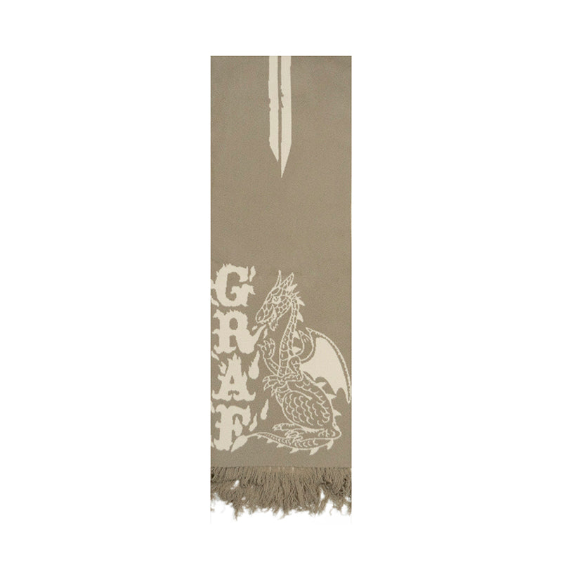 GRAF&WU Cute Ghost Doberman Letter Tassel Scarf