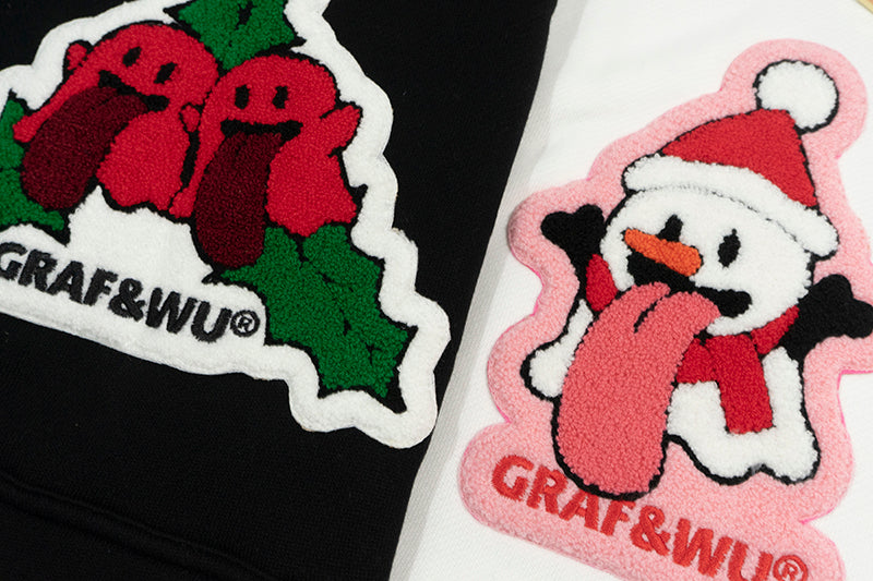 GRAF&WU Christmas Special Cute Ghost Mistletoe Holly Fleece Hoodie