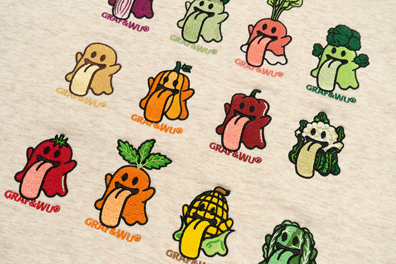 GRAF&WU Original 12 Cute Vegetable Ghost Embroidered Hoodies