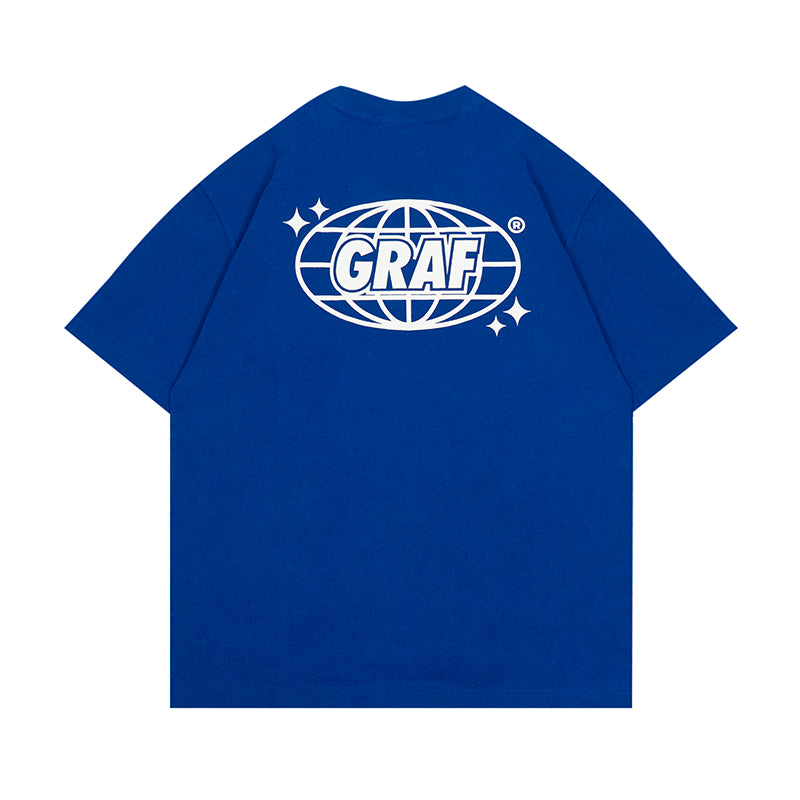 GRAF&WU T-Shirts Earth Planet Universe Rocket Pattern Design Short-Sleeved Fashionable 3D Print Casual Short Sleeves Men Women Cotton T-Shirt