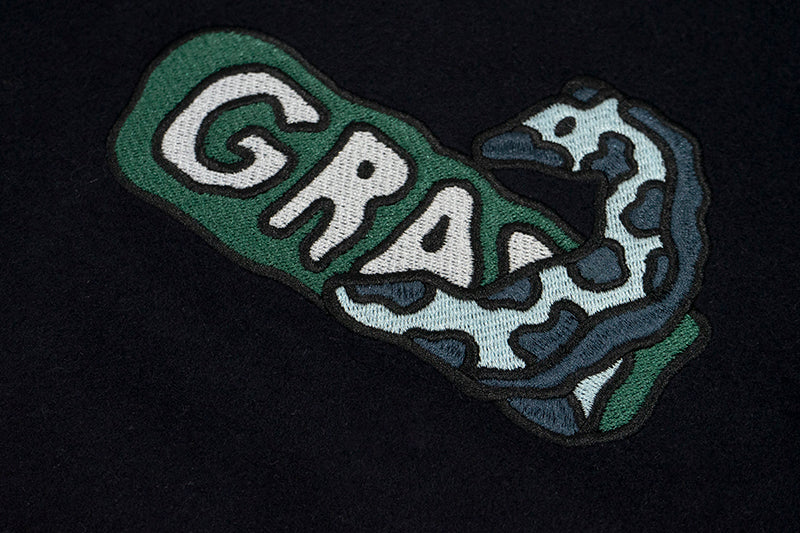 GRAF&WU Embroidered Angel Giraffe Thick Baseball Jacket