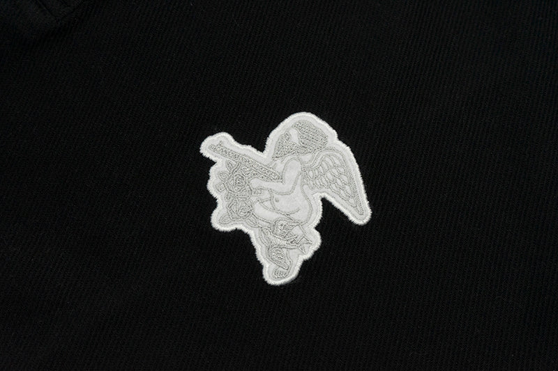 GRAFWU Knitted Collar Design Ak Angel Deer Embroidered T-Shirt