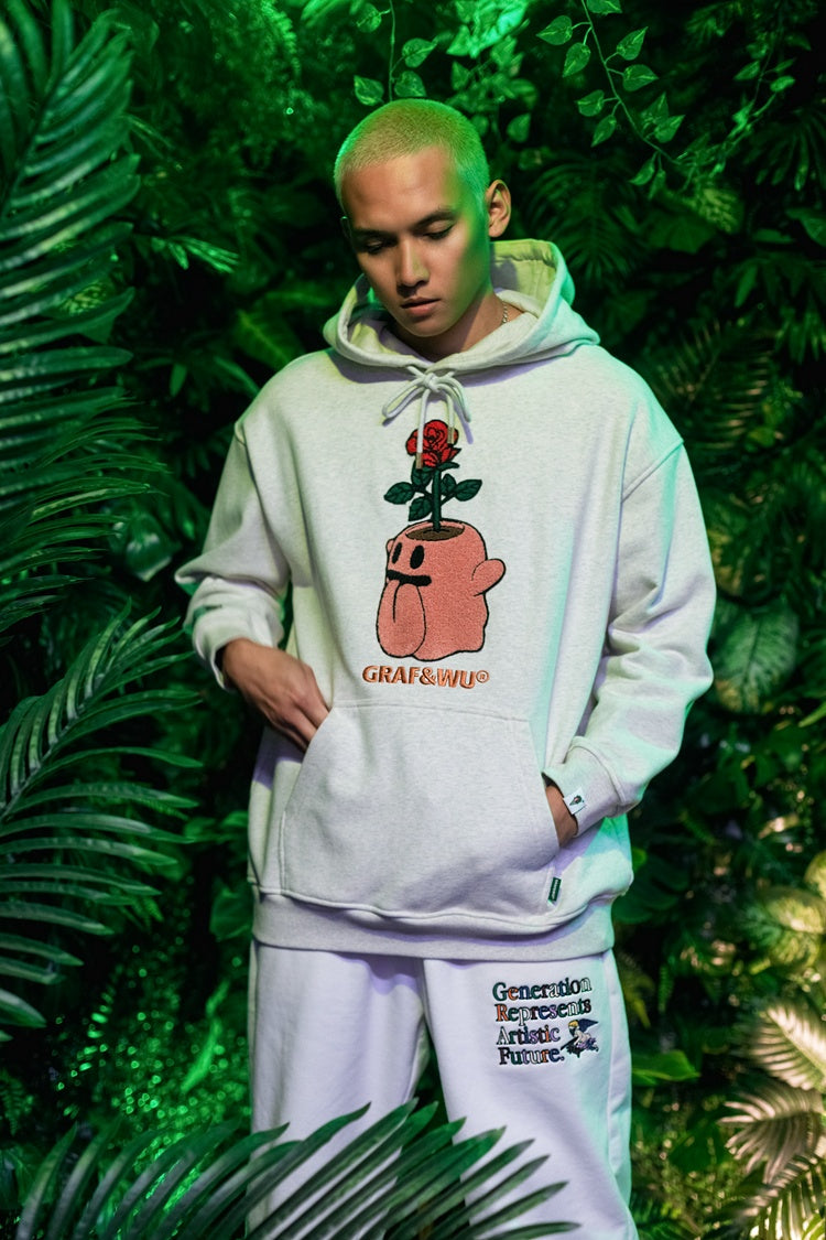 GRAF&WU FlowerShop BooGhost Cute Ghost 2.0 Floral Terry Hoodie