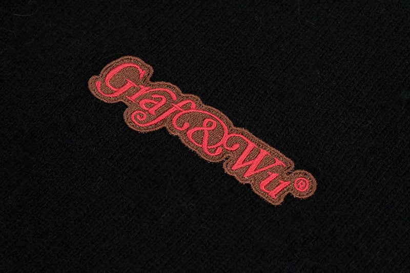 GRAF&WU 100% Goat Wool Cherry Embroidery Warm Knitted Sweater