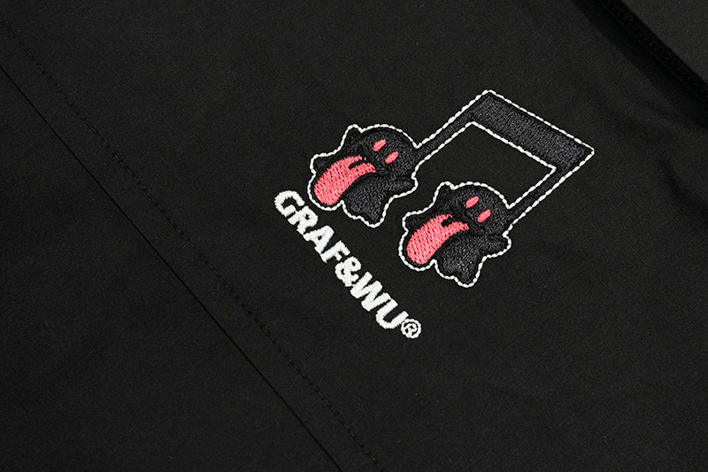 GRAF&WU Music Note Cute Ghost Cuban Shirt