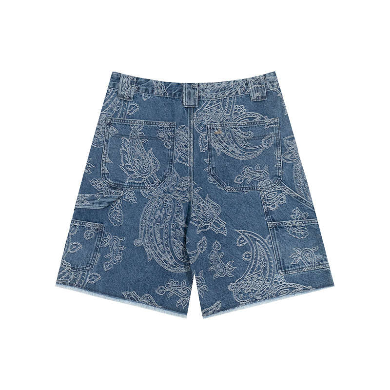 GRAFWU Jacquard Denim Embroidery Shorts