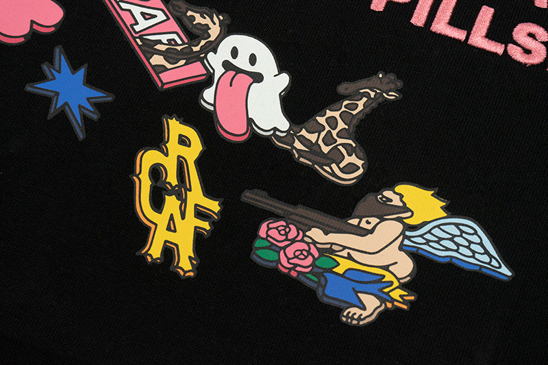 GRAFWU Less Medicine Healthy Embroidery T-Shirts