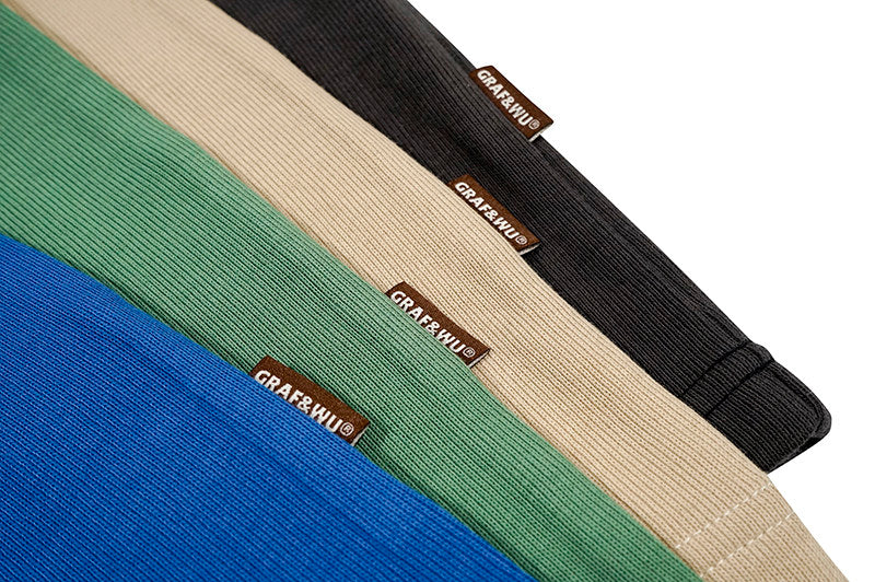 GRAF&WU Letter Embroidery Four-Patch Streetwear Long-Sleeve T-Shirt