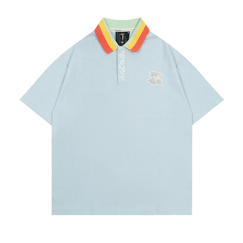 GRAFWU Knitted Collar Design Ak Angel Deer Embroidered T-Shirt