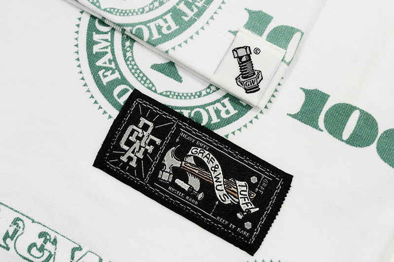 GRAF&WU Fashion Dollar Logo Print Streetwear Cotton T-shirt