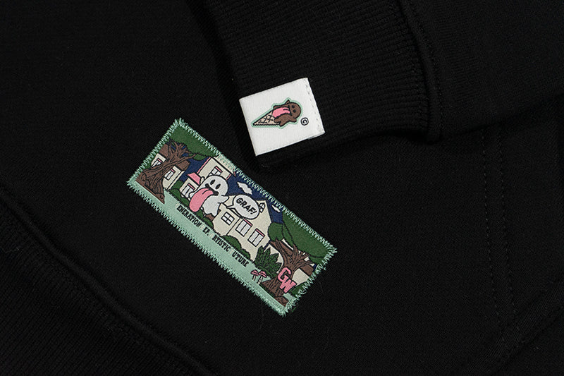 GRAF&WU Sweet Anatomy Cute Ghost Velcro Zip up Boxy Hoodie