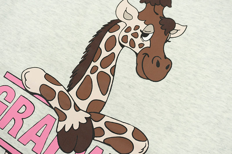 GRAFWU Kiss My Pink Letter Giraffe T-Shirts