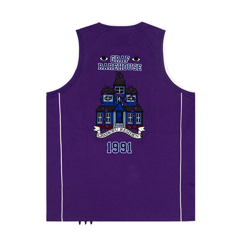 GRAFWU Devil Black Cat Two-Headed Sheep Embroidery Basketball Vest