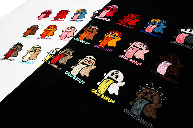 GRAF&WU T-Shirts Rapper Boo Ghost Short-Sleeved 12 Cute Ghosts 2.0 Embroidered Short Sleeve Men Cotton T-Shirt