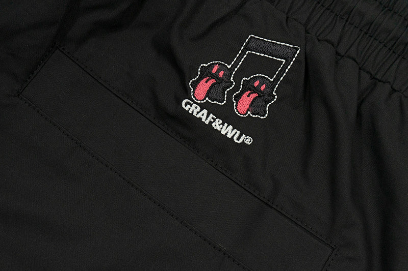 GRAF&WU Music Note Cute Ghost Embroidery Sports Shorts