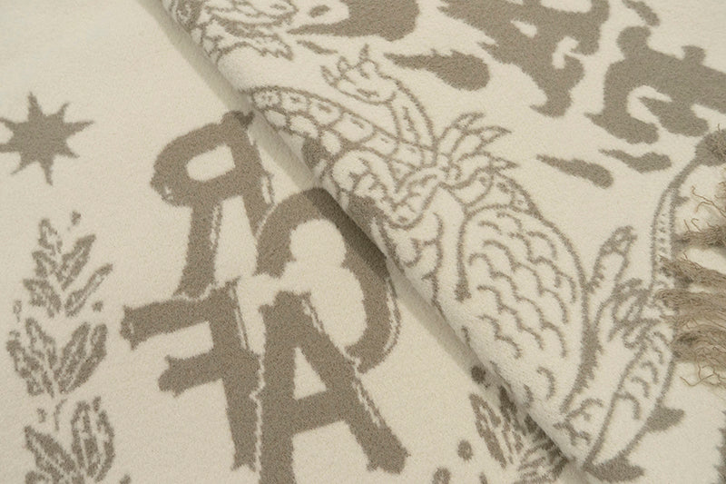 GRAF&WU Cute Ghost Doberman Letter Tassel Scarf
