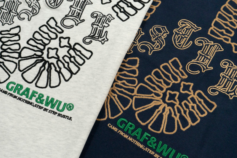 GRAF&WU T-Shirts【24vol.1】One Step At A Time Short Sleeves Hustle Shoe Print Street Short Sleeve Pure Cotton T-Shirt Casual Summer Tees