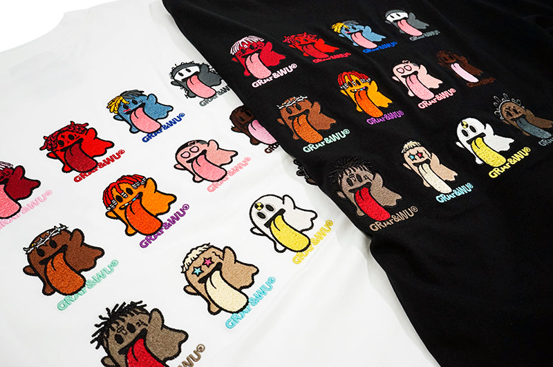 GRAF&WU T-Shirts Rapper Boo Ghost Short-Sleeved 12 Cute Ghosts 2.0 Embroidered Short Sleeve Men Cotton T-Shirt