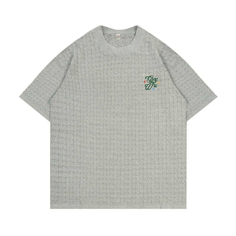 GRAF&WU Letter Embroidery Luxury Knit T-Shirt