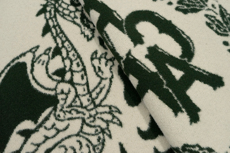 GRAF&WU Cute Ghost Doberman Letter Tassel Scarf