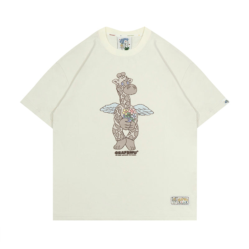 GRAFWU Plush Giraffe Pattern T-Shirts
