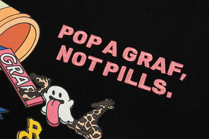 GRAFWU Less Medicine Healthy Embroidery T-Shirts