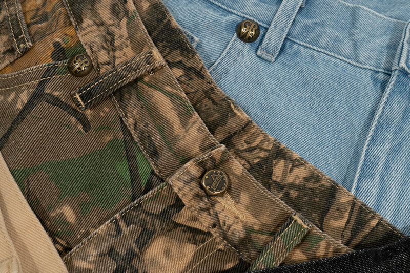 GRAF&WU Shorts Tree Branch Camouflage Ripped Pants Metal Copper Label Ak47 Angel Giraffe Lumberjack Shorts Casual Hip Hop Cargo Shorts