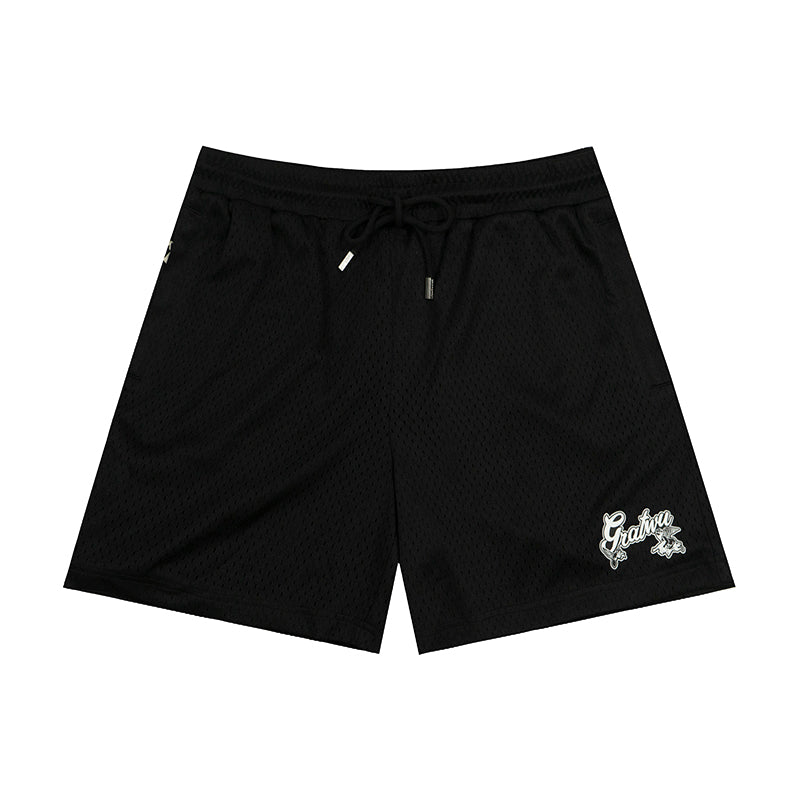 GRAF&WU Shorts Letter AK47 Angel Shorts Double Mesh Comfortable Sports Shorts Men's Casual Shorts