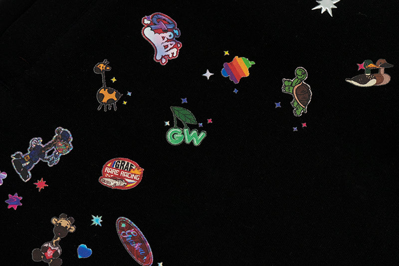 GRAFWU Y2k Sticker Design Pattern Bermuda Shorts
