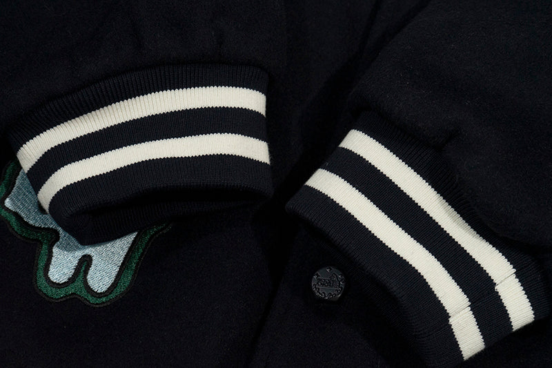 GRAF&WU Embroidered Angel Giraffe Thick Baseball Jacket