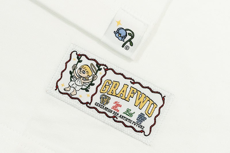 GRAFWU 4 Girls Angels Praying Embroidered T-Shirt