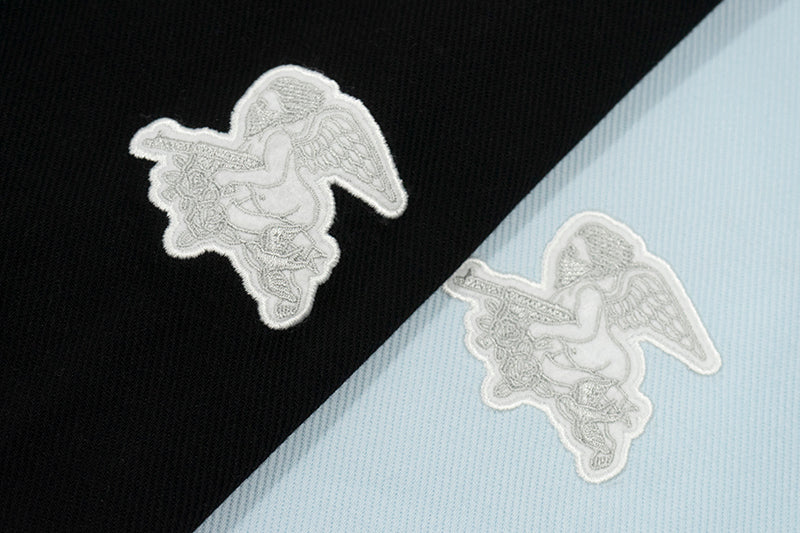 GRAFWU Knitted Collar Design Ak Angel Deer Embroidered T-Shirt