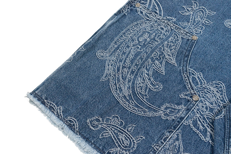 GRAFWU Jacquard Denim Embroidery Shorts