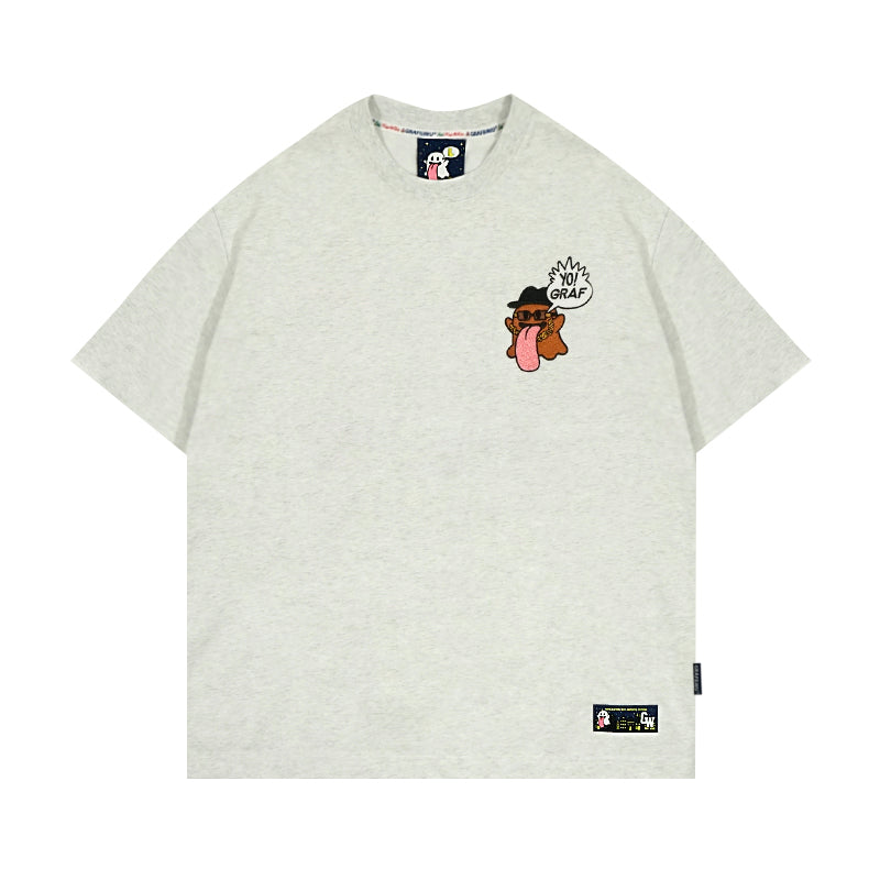 GRAF&WU T-Shirts Rapper Boo Ghost Short-Sleeved 12 Cute Ghosts 2.0 Embroidered Short Sleeve Men Cotton T-Shirt
