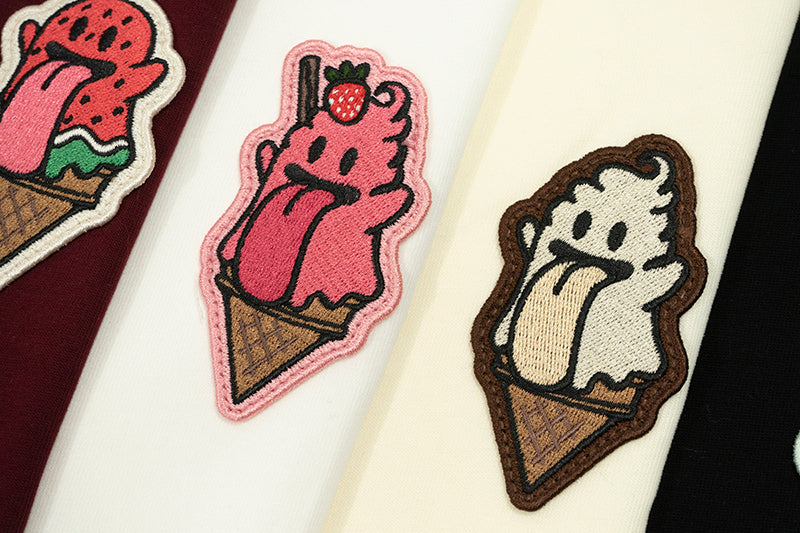 GRAF&WU T-Shirts Ice Cream Cute Ghost T-Shirt Fashion Cotton Short-Sleeved Men Women Casual Short Sleeve Summer T-Shirts For Ice Cream Lovers