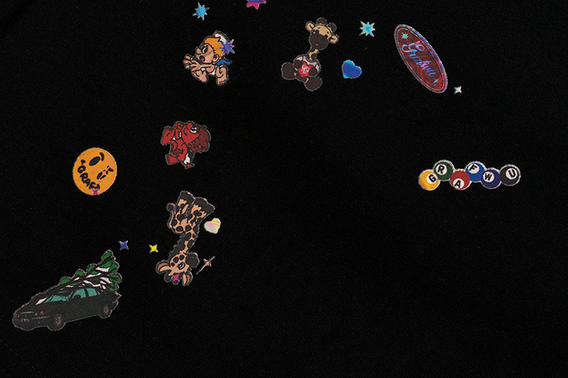 GRAFWU Y2k Sticker Design Pattern Bermuda Shorts