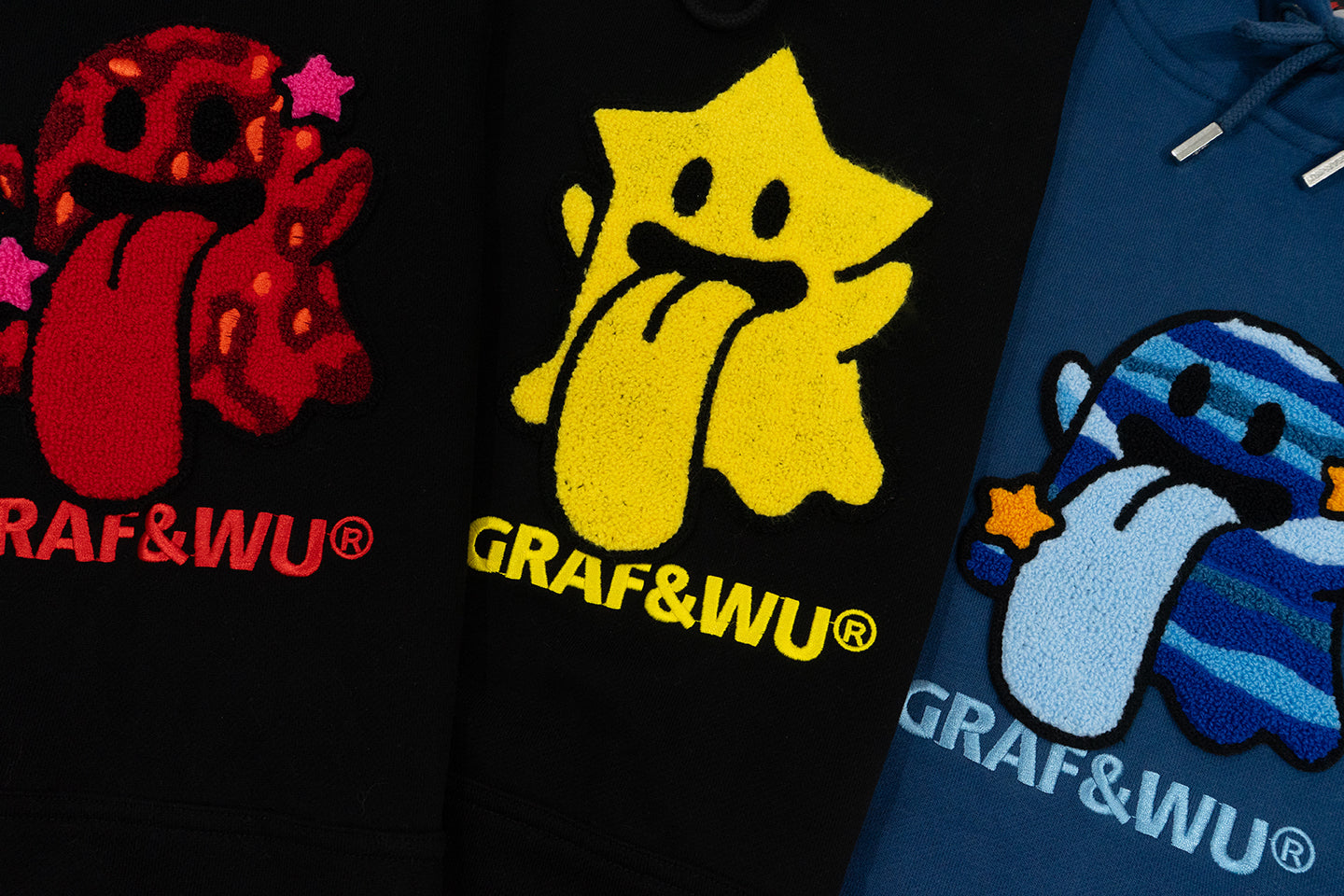 GRAF&WU Solar System Toweling Embroidery Planets Cute Ghost Hoodie