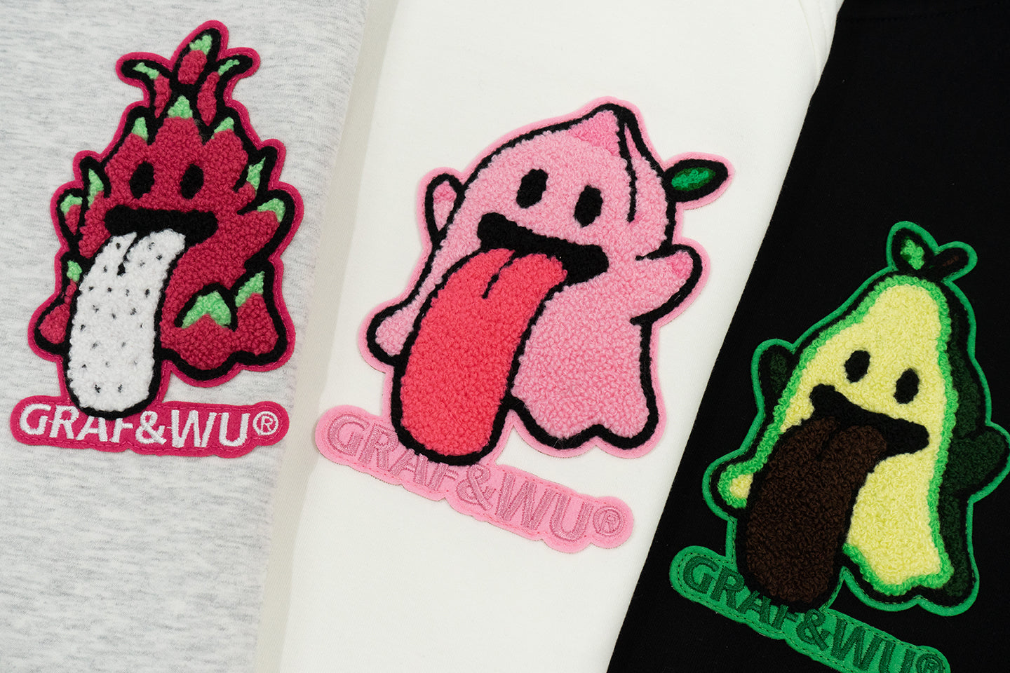 GRAF&WU Fruit Party Peach Lychee Banana Cute Ghost Thin Zip-up Hoodie