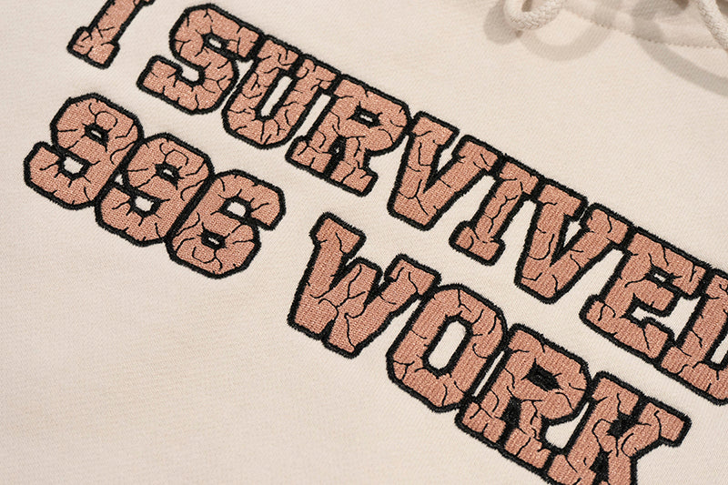 GRAF&WU Giraffe Stress Work Survivor Embroidery Hoodie