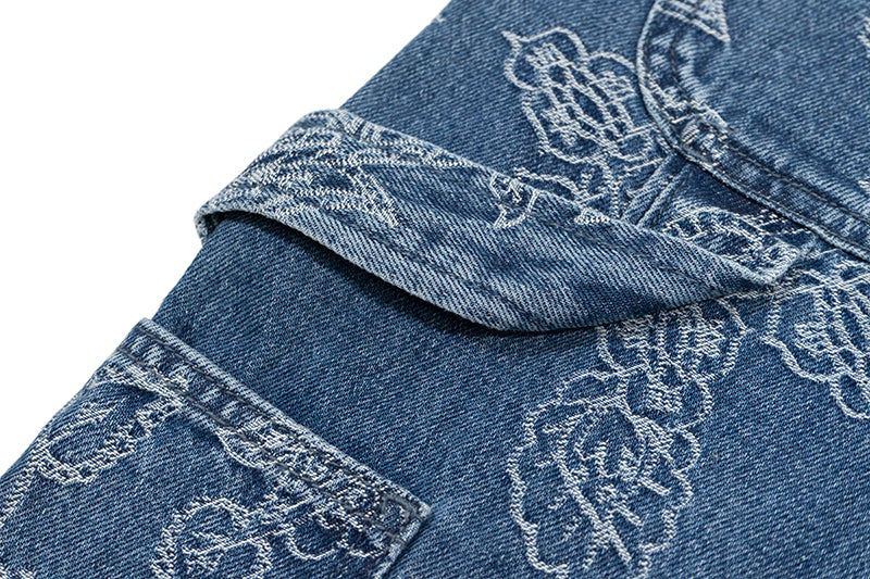 GRAFWU Jacquard Denim Embroidery Shorts