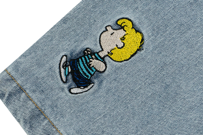 GRAF X Peanuts【Snoopy Collaboration】Jeans Charlie Brown Lucy Embroidered Pants Baggy Fit Denim Trousers Men Women Classic Straight-Leg Denim